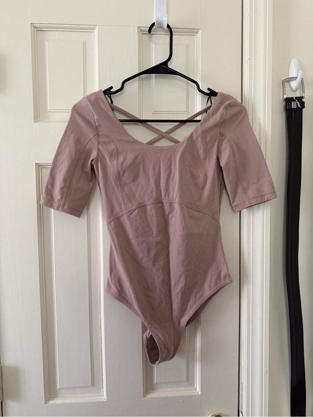 Sweaty Betty Mauve Pink Cross-Back Bodysuit